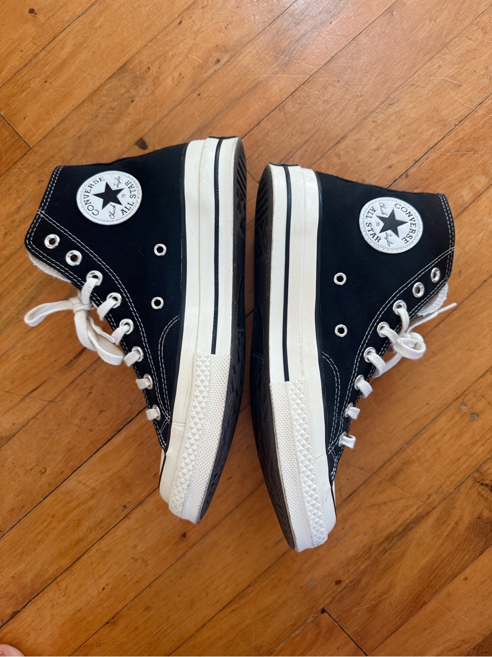 Classic High-Top Canvas Sneakers in Black and White - Picture 2 of 5